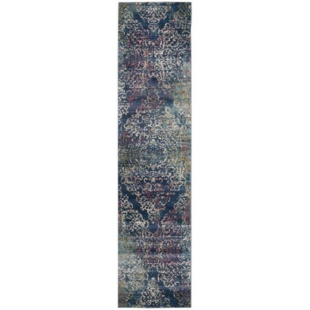 Safavieh Aria Power Loom Woven Runner Rugs; Blue & Multi Color - 2 x 8 ft. ARA128B-28